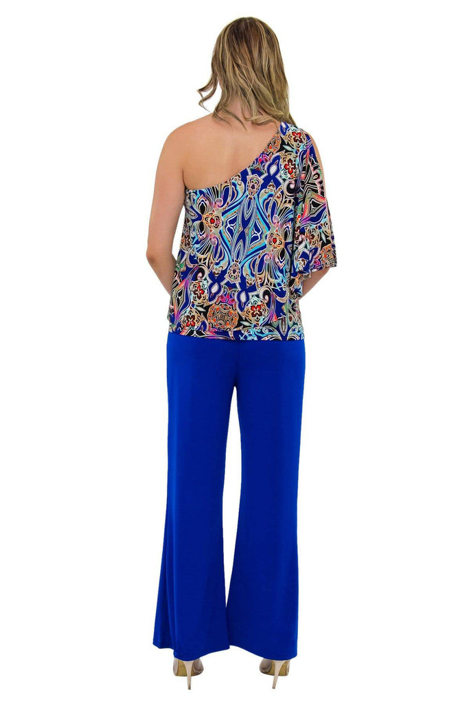 Printed One Shoulder Knit Top for that Elegant evening at Resort or Cruise | One Shoulder Tunics - La Moda Clothings