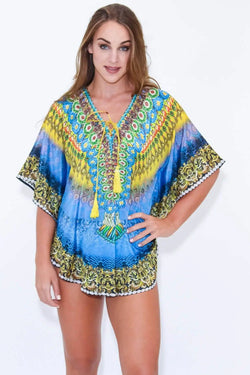 Relaxed Multi Color Short Balloon Kaftan - Wholesale Wholesale La Moda Clothings