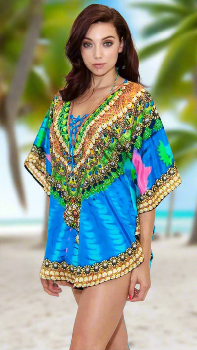 Relaxed Multi Color Short Balloon Kaftan - La Moda Clothings